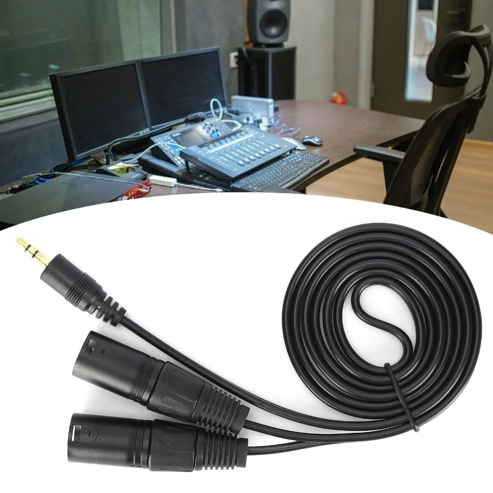 1/8 Inch to 3-Core Double XLR Microphone Cable Plug and Play Audio Adapter Cable Interconnect Patch Cord Audio Recording