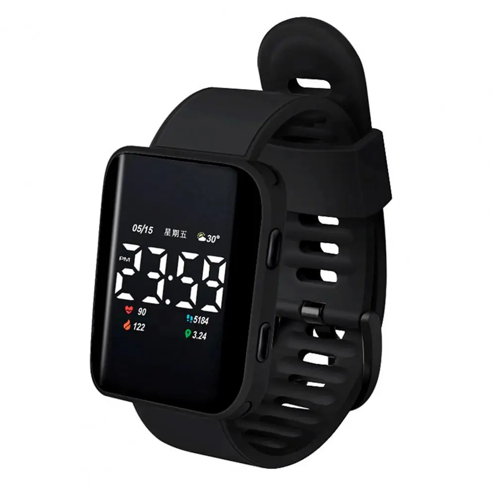 Electronic Watch LED Luminous Life Waterproof Square Dial Sports Digital Wrist Watch for Student