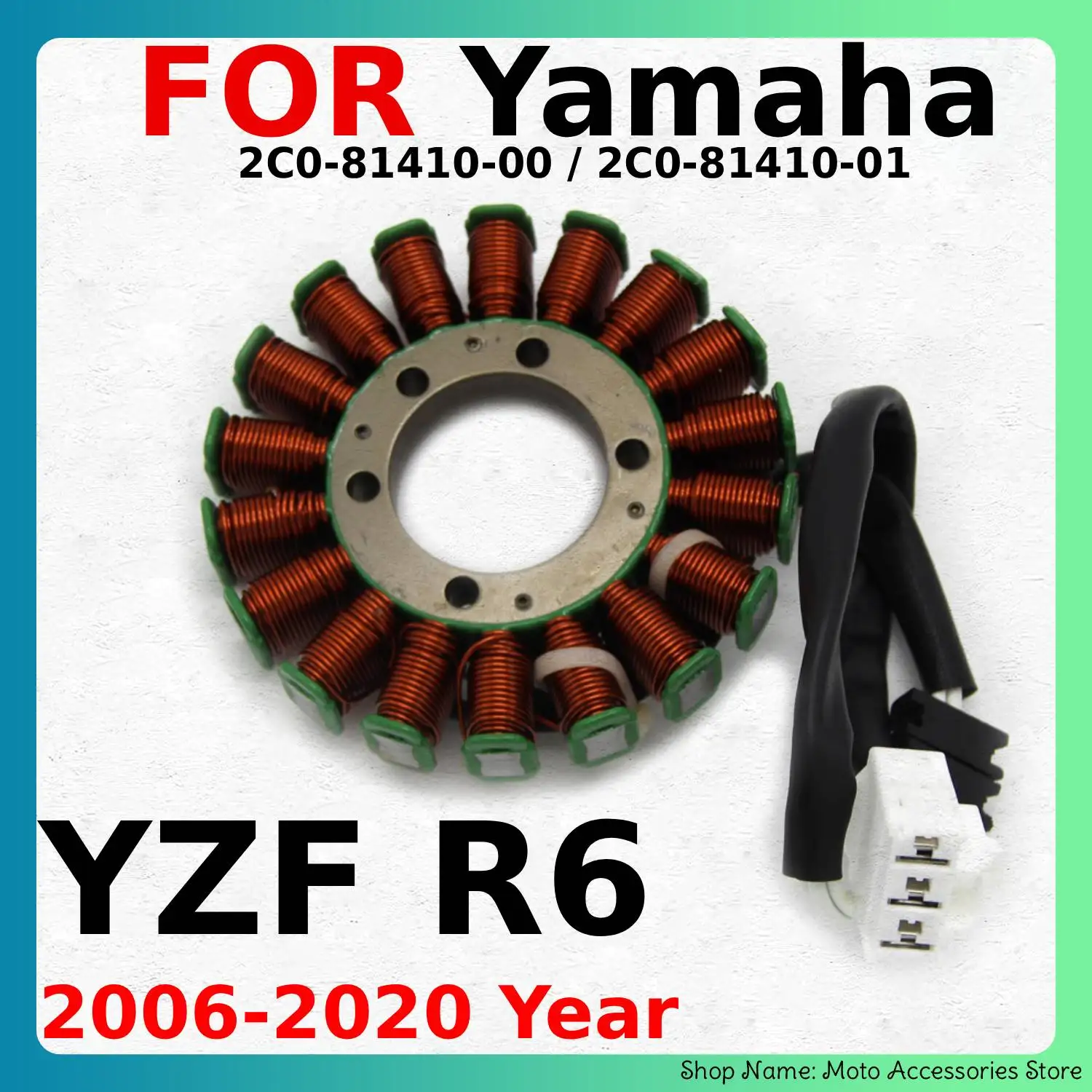 Moto Magneto Generator Stator Coil For Yamaha YZF R6 2006-2020 Year 2C0-81410-00 / 2C0-81410-01