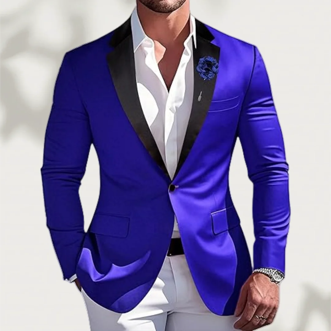 

Мужской комплект из двух предметов, приталенный костюм, пиджак на одной пуговице, куртка на заказ, белые брюки, смокинг для ужина, вечеринки, свадьбы, выпускного вечера, жениха