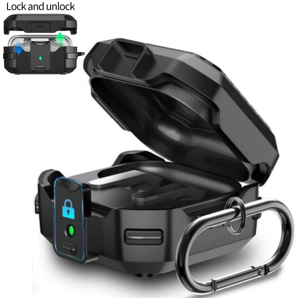 Lock Case For Samsung Galaxy Buds 4/4Pro Military Grade Armor Shockproof Rugged Cover Carbon Fiber Texture For Galaxy Buds 4Pro