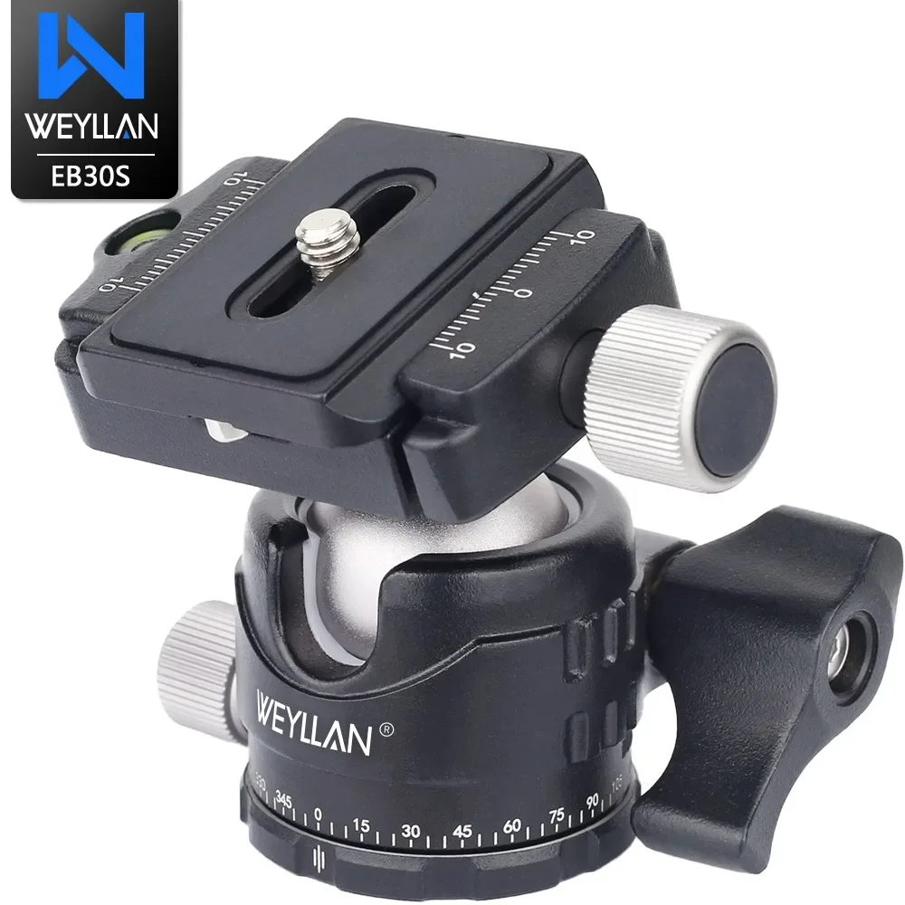 WEYLLAN EB30S Tripod Head Universal Ball Head ow Gravity Center 360 Panoramic Video Ballhead Quick Release Plate for Tripod DSLR