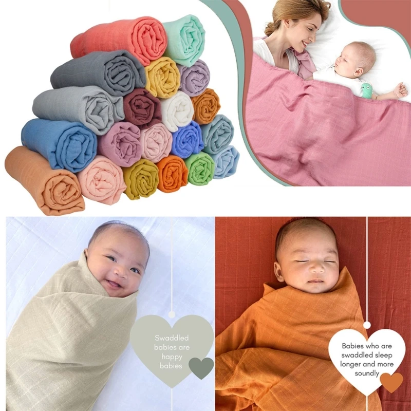 

Bamboo Cotton Muslin Baby Blanket Soft Solid Color Newborn Swaddle Wrap Cotton Gauze Kids Toddlers Receiving Blanket Bedding