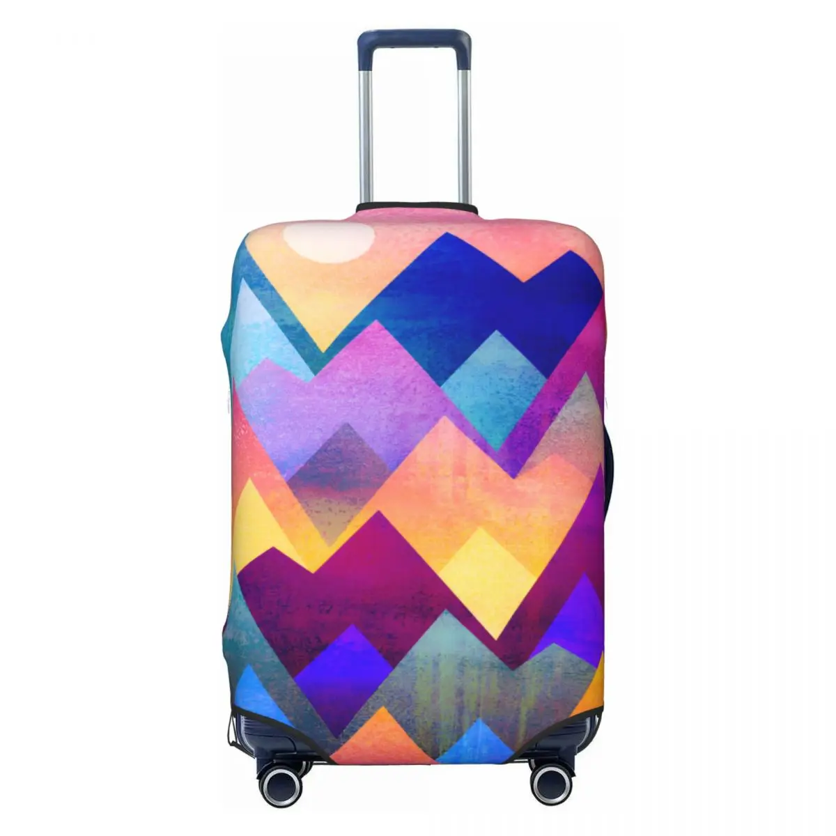 

Красочные горы с геометрическими фигурами, дорожный чехол для багажа, эластичный защитный чехол для чемодана, подходит для 18-32 дюймов
