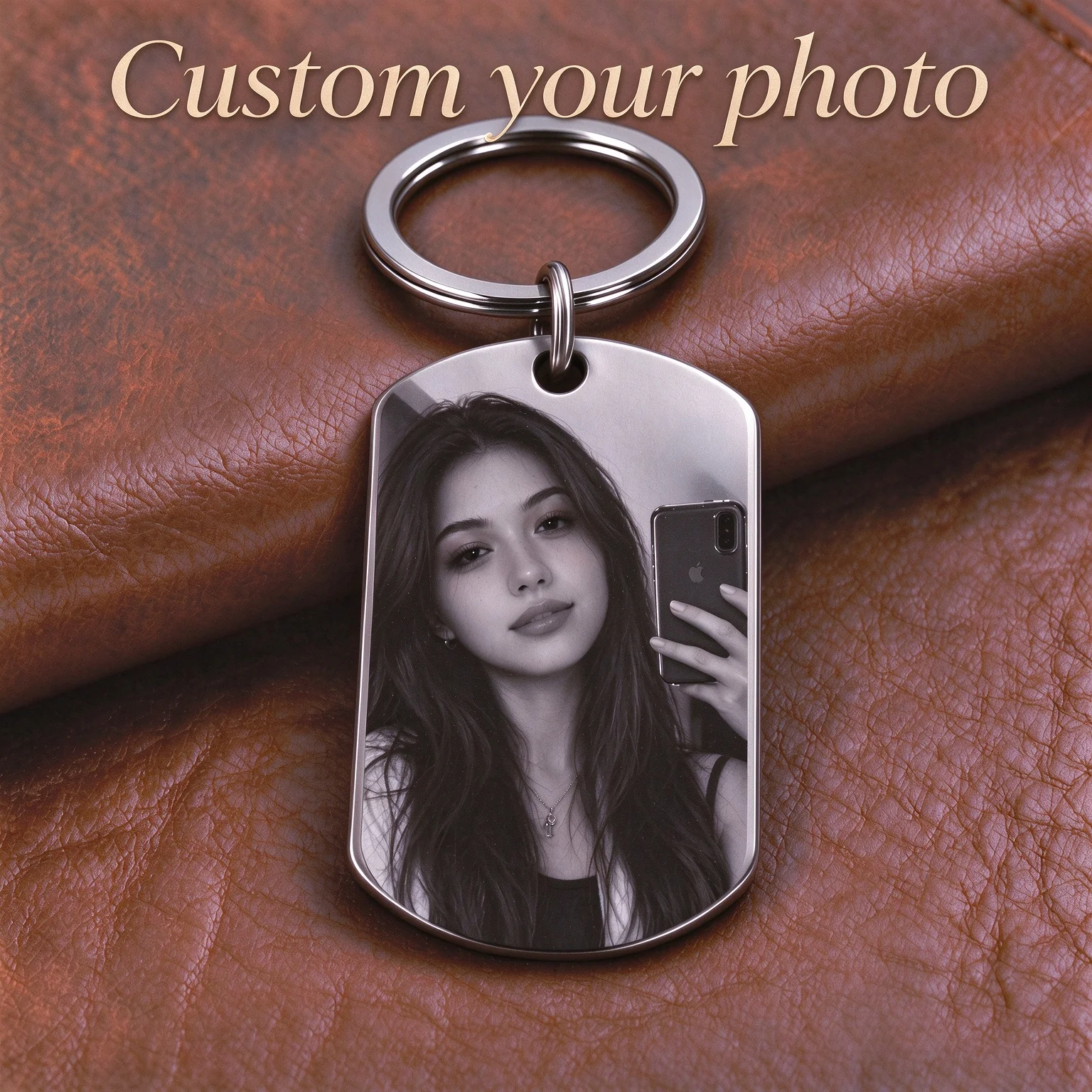 Personalized Photo Keyring, Custom Engraved Picture Keychain, Memorial Keepsake Gift, Gift for Boyfriend Girlfriend Husband Wife
