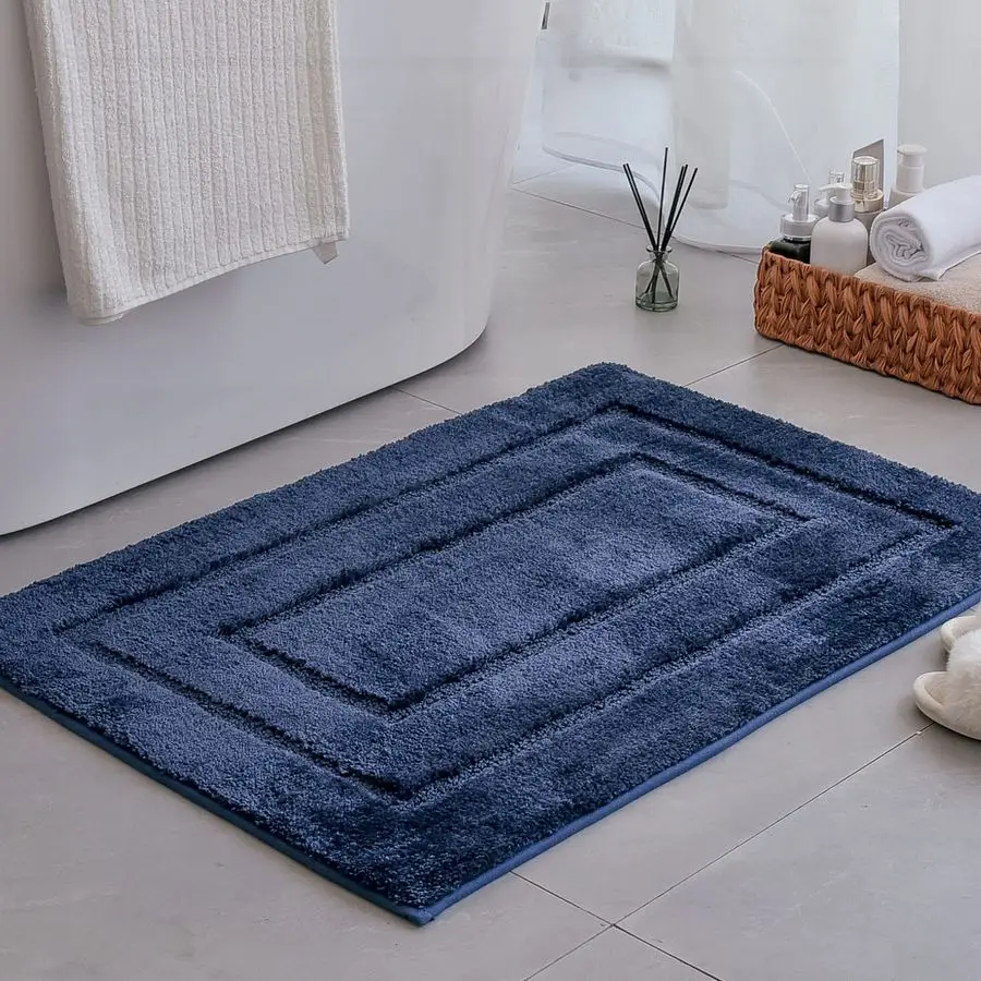 

Navy Bathroom Rugs, Bath Mats for Bathroom NonSlip, Super Soft and Water Absorbent, Microfiber Bath Rugs Washable, Large Bath Ru