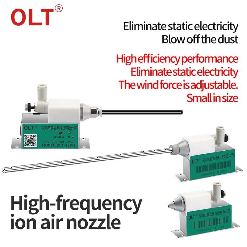 

Статический элиминатор, миниатюрный высокочастотный ионный воздушный сопло, головка пневматического пистолета, 24 В постоянного тока, высокоэффективное удаление электростатического удаления