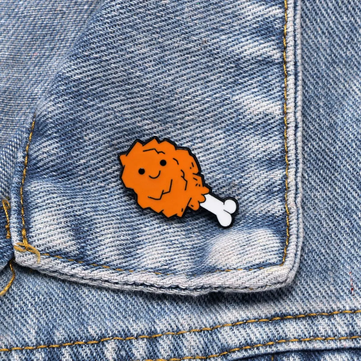 Cute Cartoon Fried Chicken Leg Enamel Brooch Creative Delicious Food Lapel Pin Badge Backpack Clothing Hat Accessories