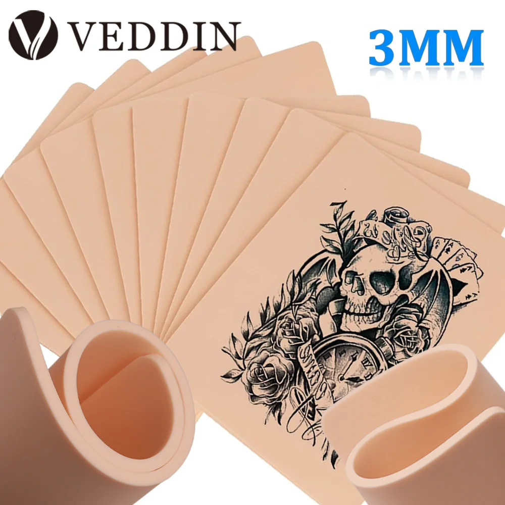 

18/15/12pcs Tattoo Practice Skin 3MM Silicone Fake Skin Double-Sided Permanent Makeup Skin Training Supply Tattoo Accessories