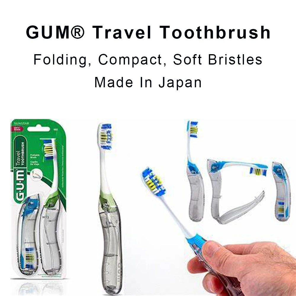 Gum Travel Toothbrush Folable Brush Oral Tooth Cleaning Tools Foilding With Case Folding Handle Soft Bristles Sunstar Japan Made