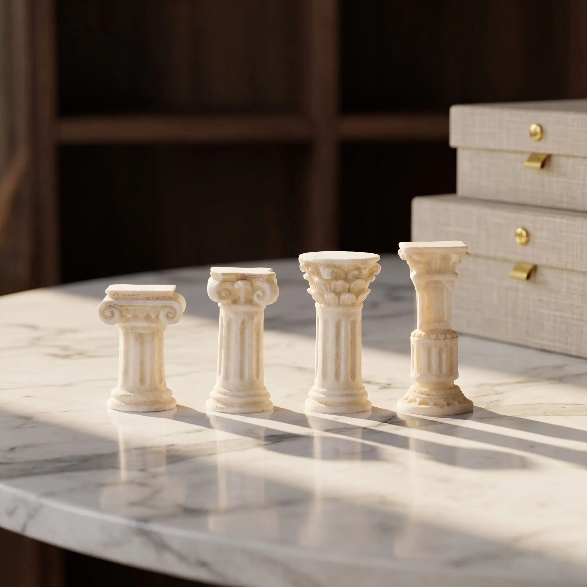 40Pcs Mini Resin Roman Columns 4 Sizes Greek Pillar Statue Miniature Ancient Temple Display Stand Classical Antique Pillar