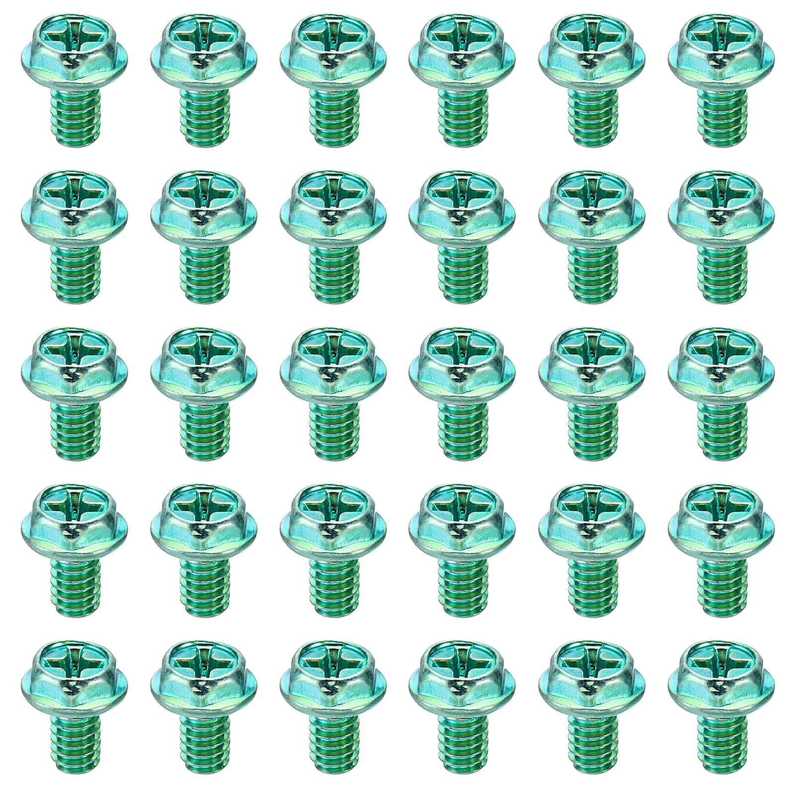 30/50 Pack Thread Ground Screws Green Electrical Grounding Screw Hex Phillips Head Flanged for Home Electrical Lamp