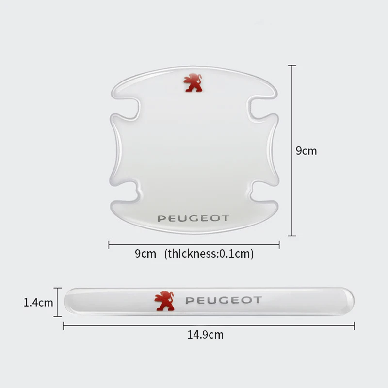 Naklejki na klamkę samochodową z przezroczystą folią ochronną do Peugeot 206 208 306 307 308 508 106 107 108 2008 5008
