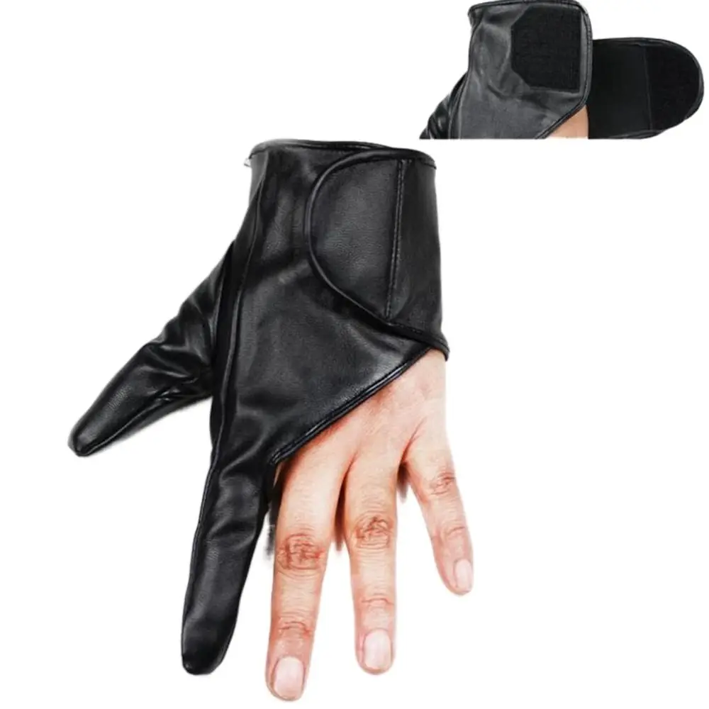 Simple PU Leather Gloves Two Fingers Punk Performance Gloves Hip Hop Mittens Street Dance