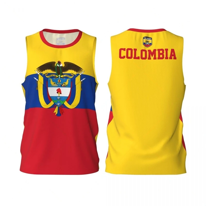 Colombia Flag Basketball Tank Tops Summer Fashion National Emblem 3D Printed Sleeveless T Shirts Loose Quick Dry Sports Vest Tee