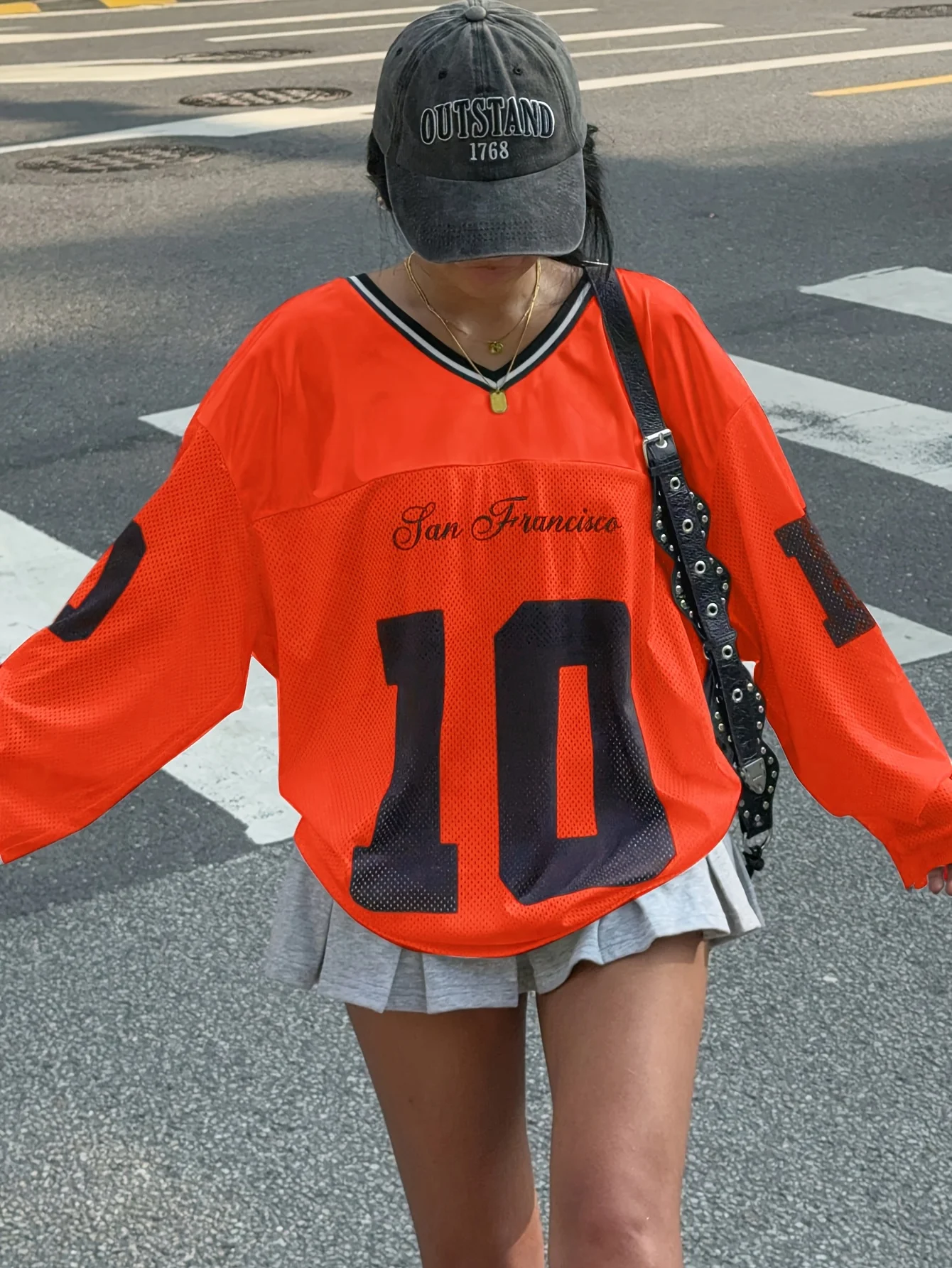 2026 New Women'S V-Neck Fashion Casual Sports Loose Comfortable Long-Sleeve T-Shirt Letters and Pattern Stitching Printing Tops