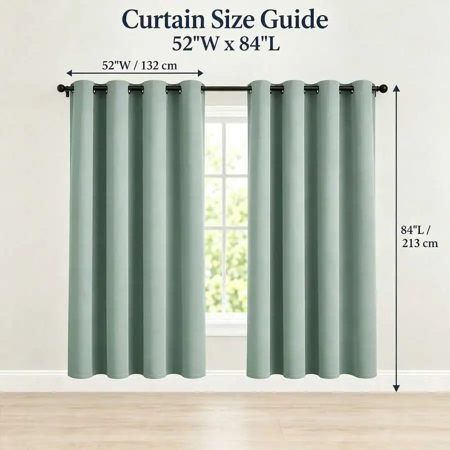 Sage Green 2 Pack 100% Blackout Grommet Window Curtains, Lightweight Waterproof Black Film Backing Drapes, Thermal Room Darkenin