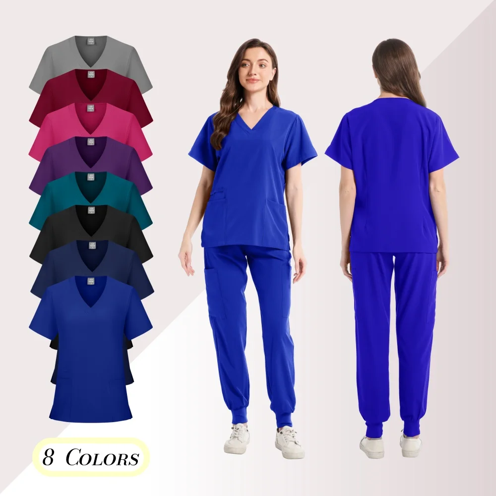 

Nurse Uniforms for Women V-Neck Short Sleeve Tops Pants Hospital Surgical Medical Scrub Sets Casual Summer Clinics Work Uniforms
