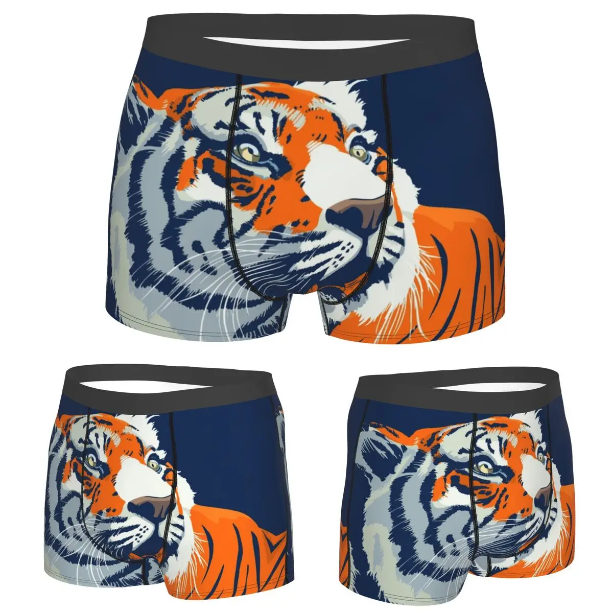 

Boxer Underpants Shorts Bengal Tiger Orange And Blue Panties Men Comfortable Underwear for Homme Man Boyfriend Gifts