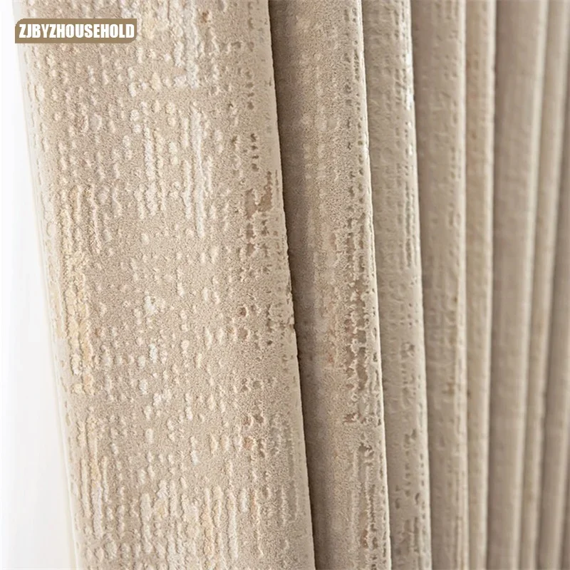 

New Simple and Modern Champagne Beige Bronzing Velvet Curtains for Living Dining Room Bedroom Floor-to-ceiling Bay Light Luxury
