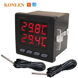 Tuya WIFI Dual Temperature Sensor Smart Life Thermometer Controller External Probe Thermostat for Heat Freezer Water Pool Boiler