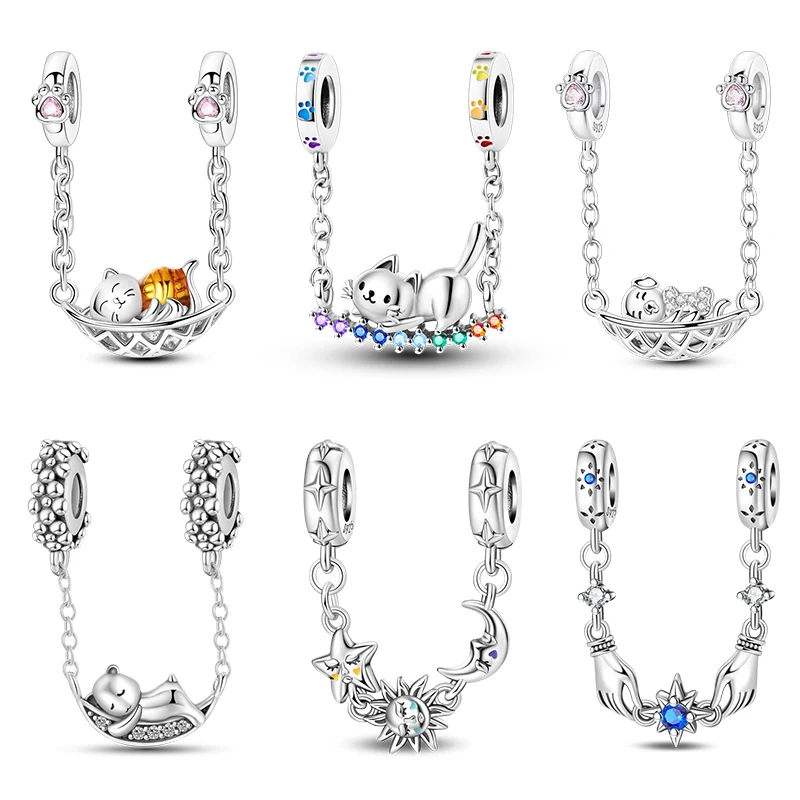 925 Sterling Silver Cat Paw Print Charms Beads Fit Original Bracelets Bag Keychain Earring Pendant Diy Women Jewelry Gift