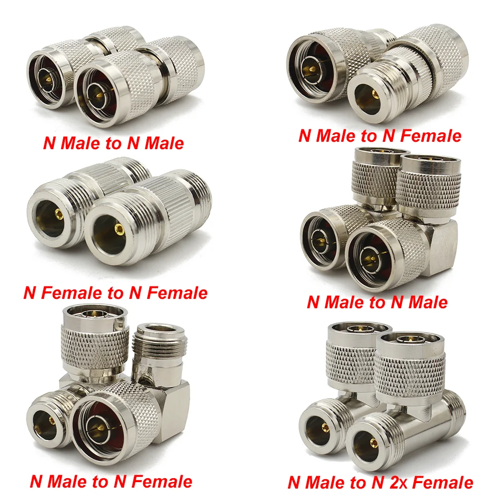 RF-N Type Connector L16 N To N Male Female 90Degree Right Angle 3Way Splitter RF Brass Copper  for coaxial cables