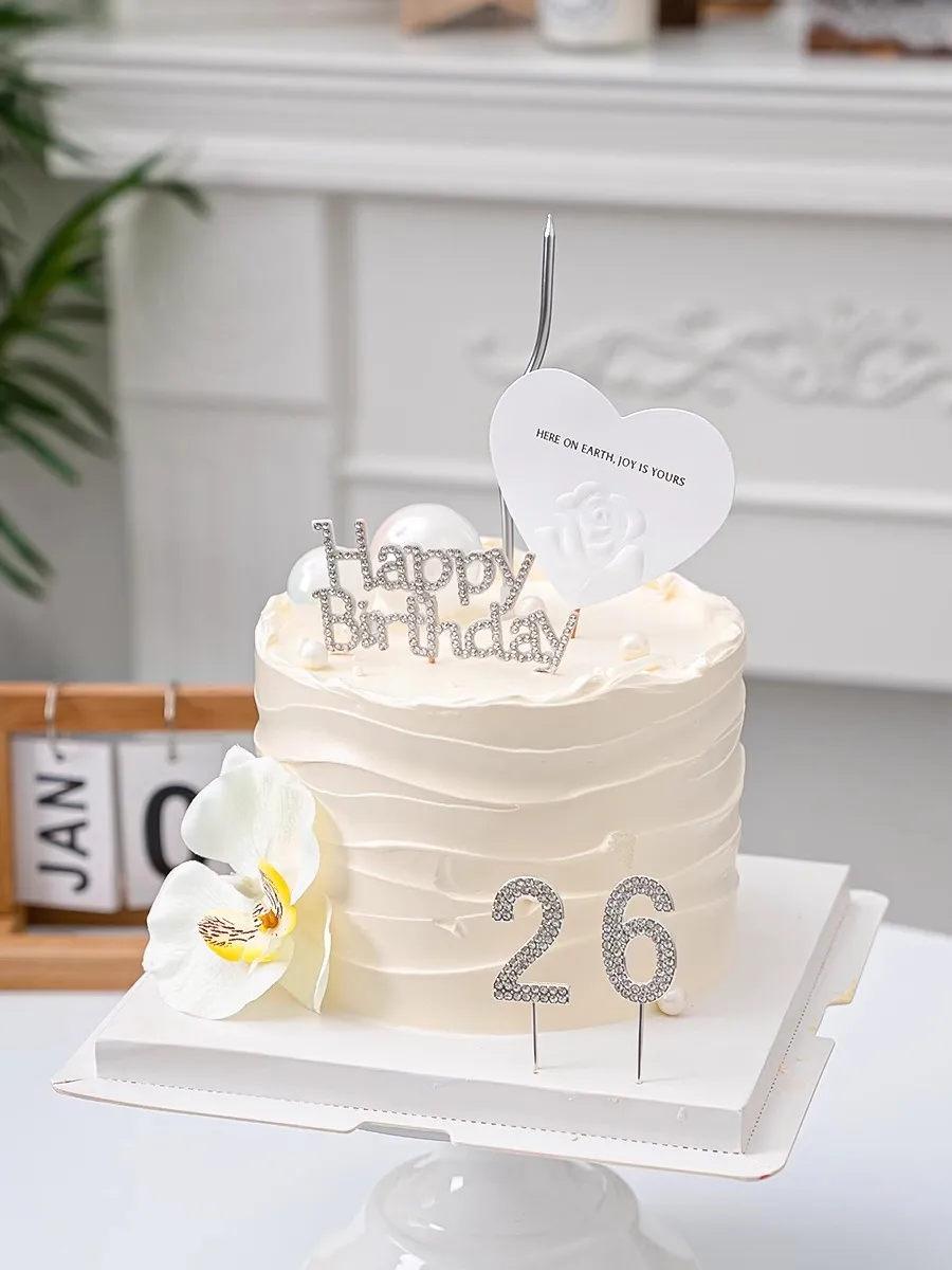 1pc 0-9 Alloy Diamond Digital Cake Toppers Fairy  Plugin Sparkling Crystal Digits Wedding Children\'s Birthday Cake Decoration
