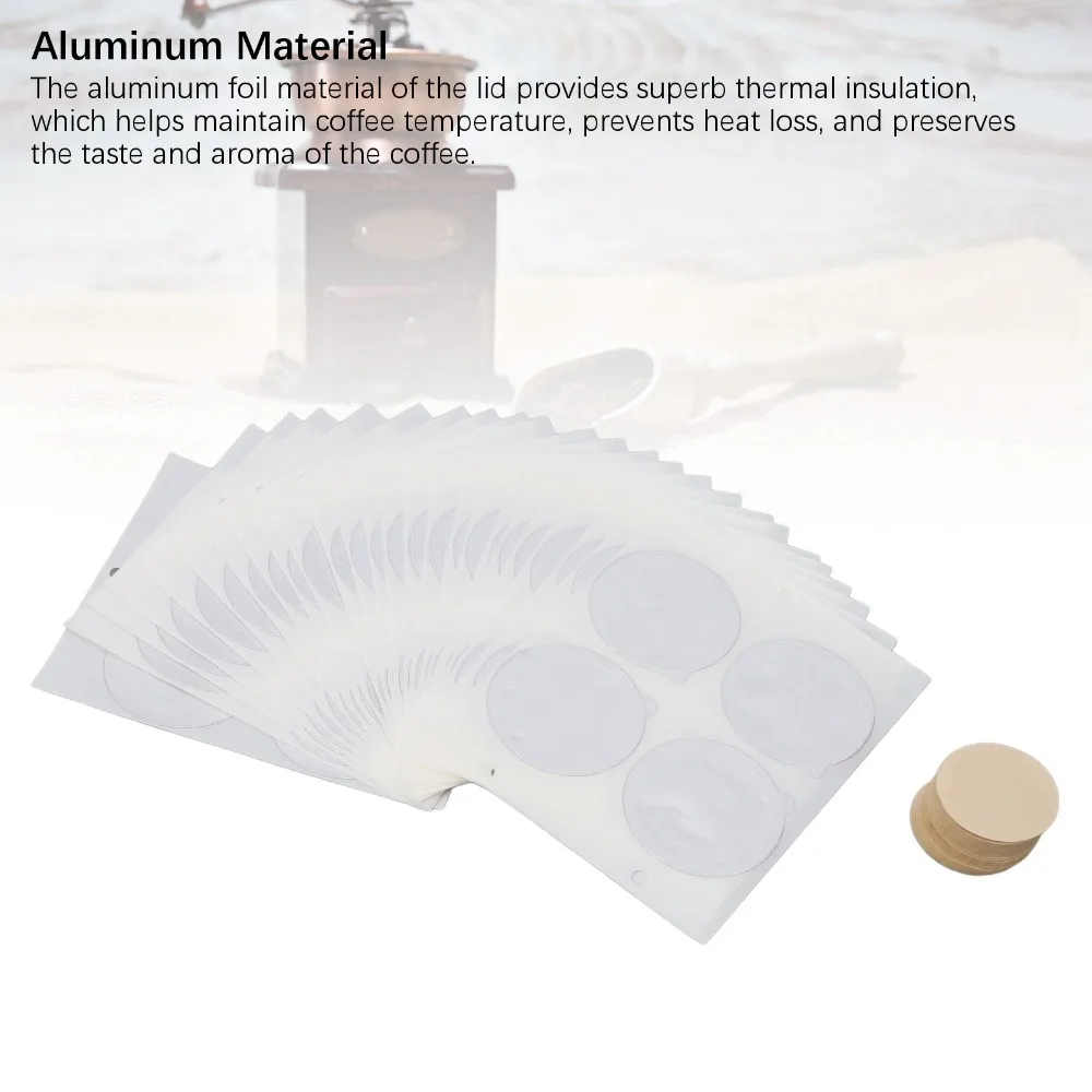 Round Shape Aluminum Foil Lids Adhesive Backing Aluminum Material Coffee Capsule Covers Disposable Design Coffee Pod Seals