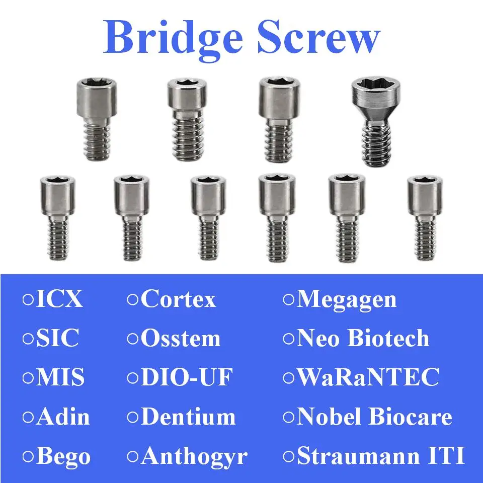 20Pcs Dental Multi-Unit Bridge Screws Fits Multiple Platforms Titanium Prosthetic Retaining Screws Clinical Restoration Supplies
