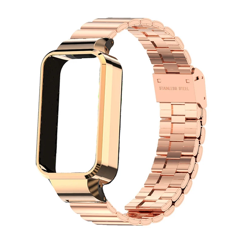Ремешок для часов из нержавеющей стали для Redmi Smart Band 3, металлический ремешок, защитный чехол для Xiaomi Smart Band 9, активный браслет + рамки-чехлы