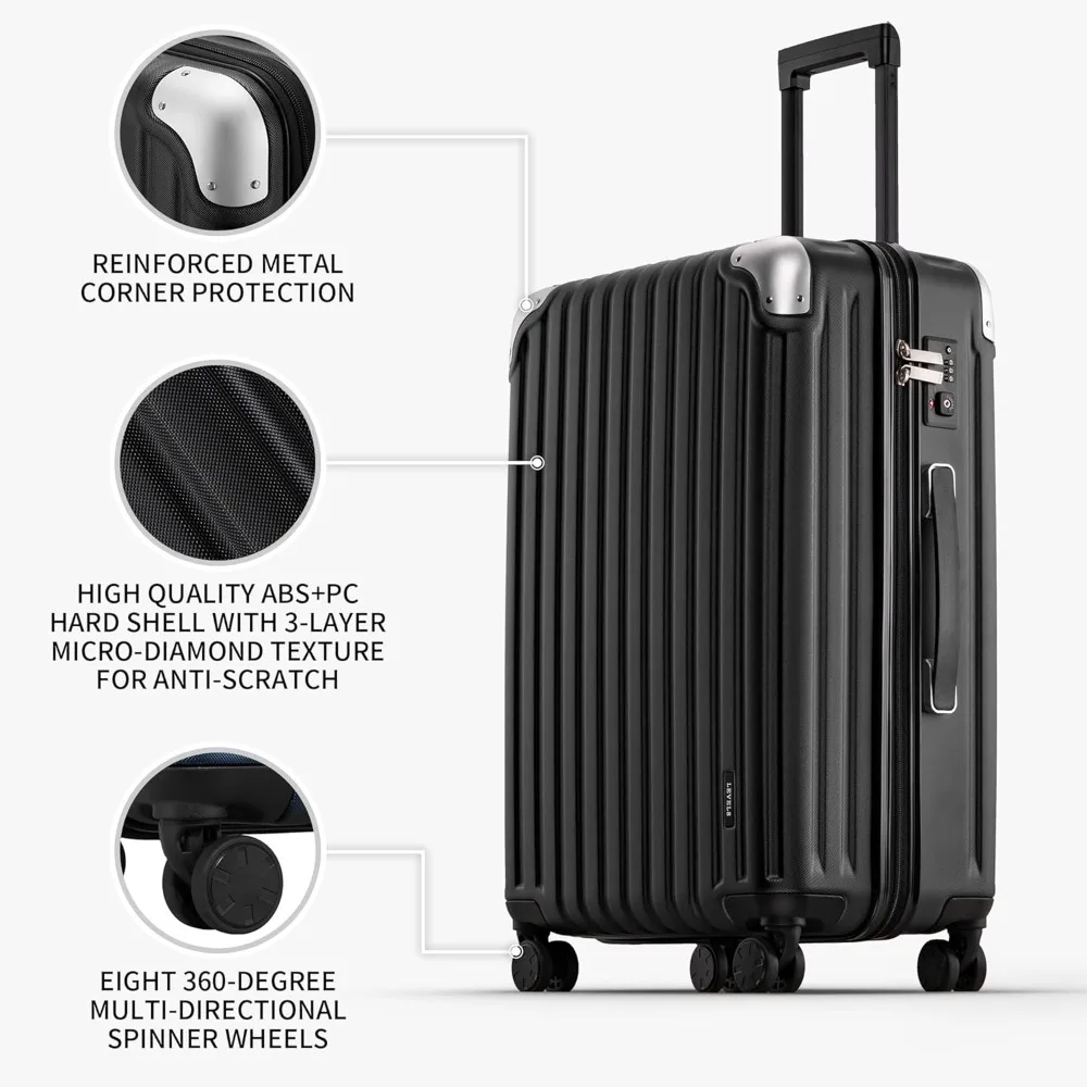 LEVEL8 Grace Luggage Sets Hardshell Suitcase with Wheels, Sturdy Large Suitcase Tsa Lock 20 Inch Expandable Carry on 24 Inch 28