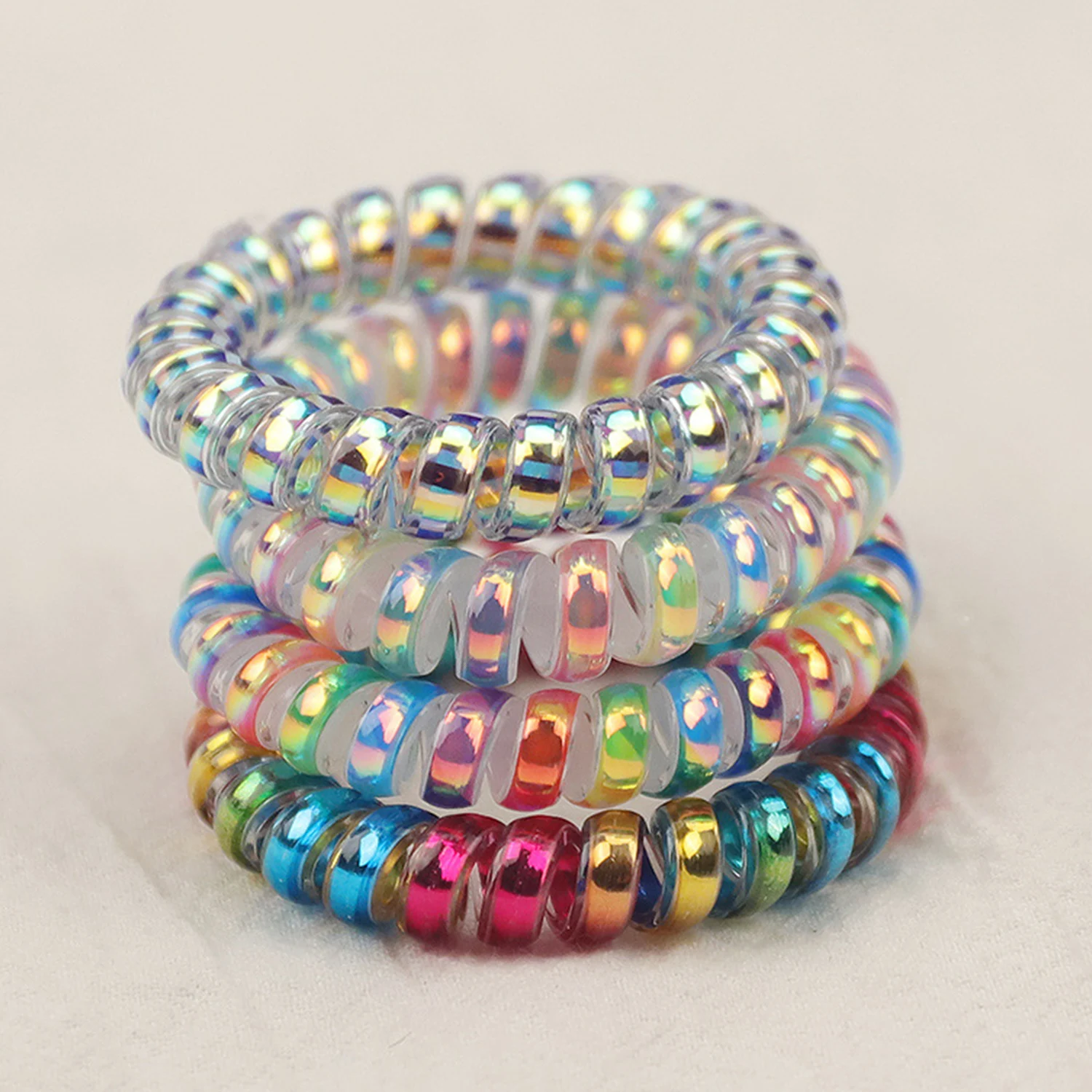 1PC New Cute Rainbow Color High Elastic Spiral Hair Rope Head Rope Ponytail Hair Ring Rubber Band Headdress For Kids