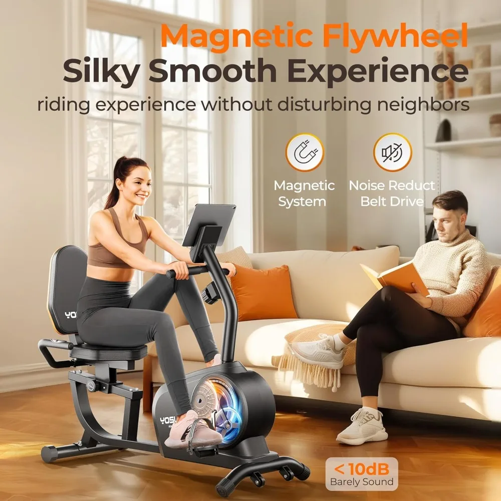 Recumbent Exercise Bike for Adults Seniors with Quick Adjust Seat, 350LB Capacity & 16-level Resistance