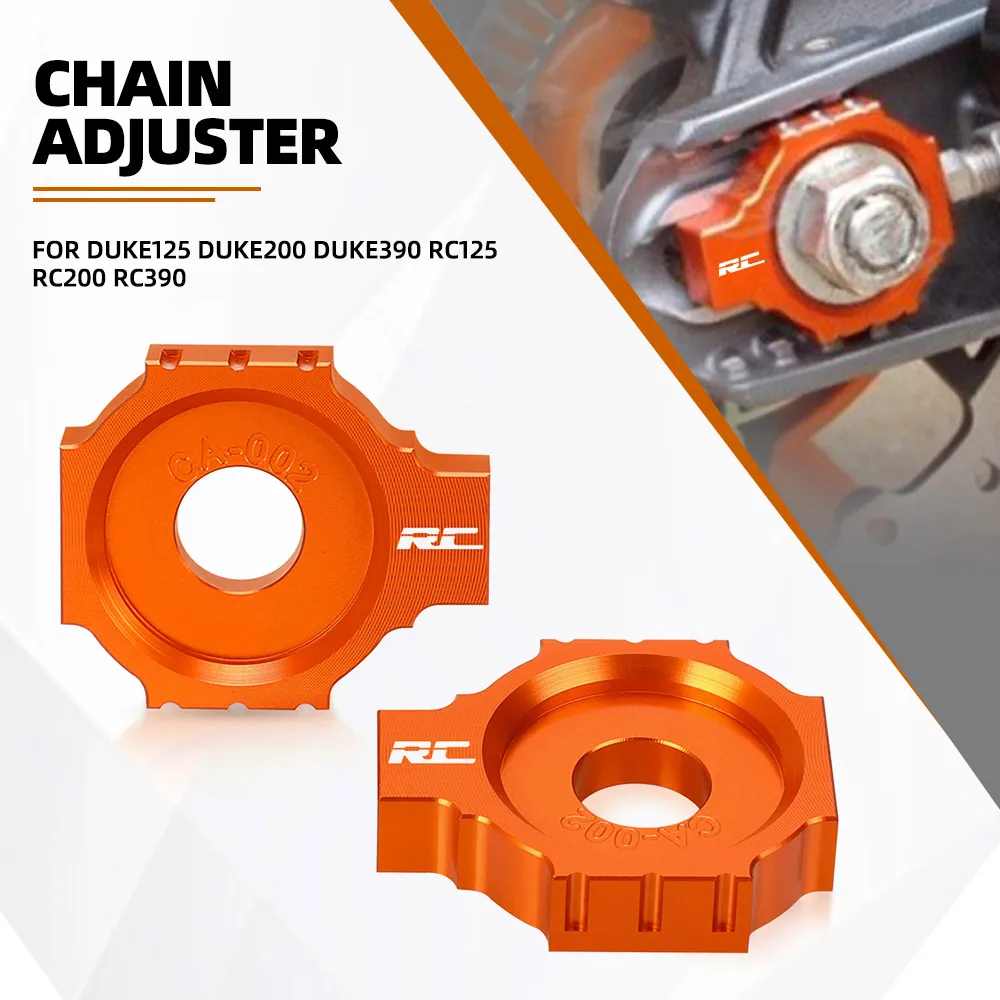 

Motorcycle CNC Rear Fork Axle Chain Adjuster Blocks FOR Duke125 Duke200 Duke390 2011-2018 RC125 RC200 RC390 2014-2023 2024