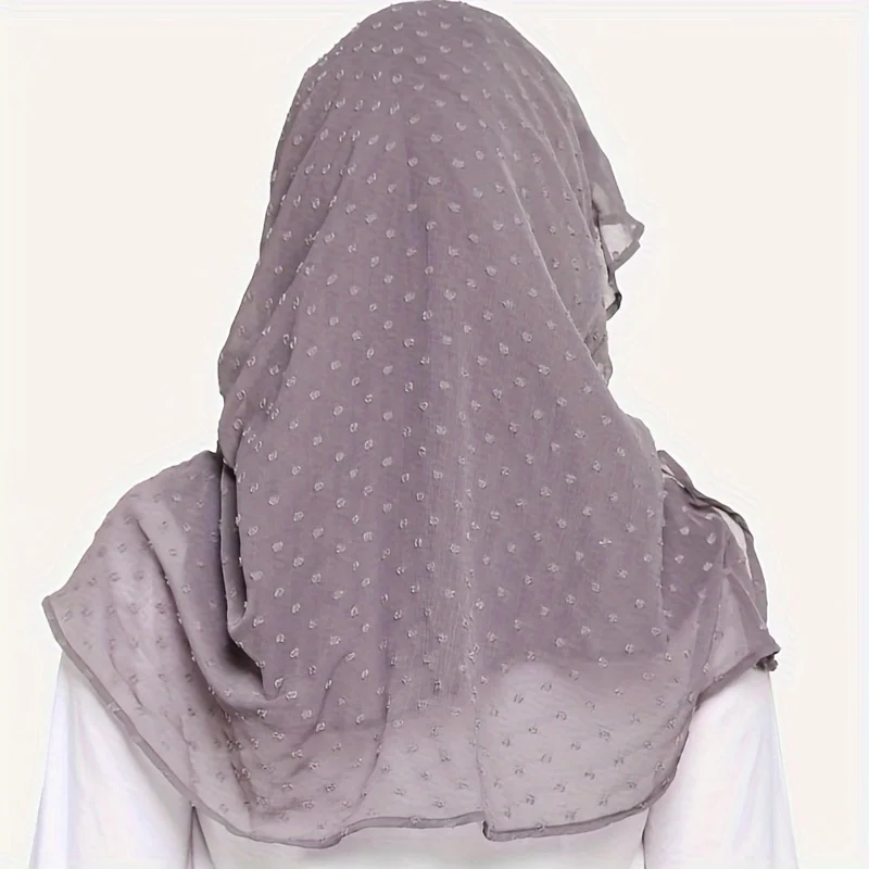 1 pz tinta unita sciarpa in Chiffon musulmano Pom Pom Trim scialle stile semplice Basic antivento protezione solare Hijab per le donne