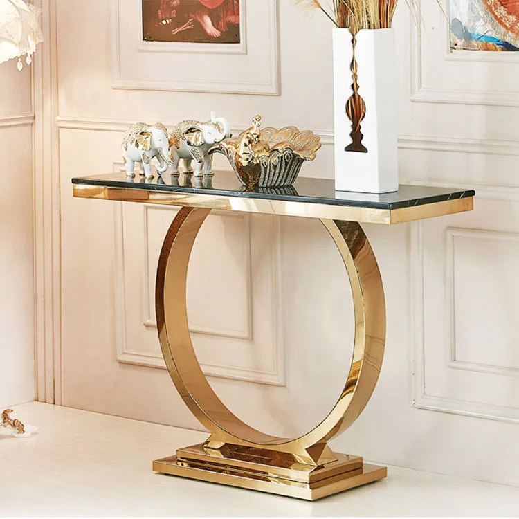 الفاخرة العتيقة الفضة معدن مدخل وحدة التحكم الجدول أثاث المنزل غرفة المعيشة المدخل الحديثة دخول طاولة وحدة التحكم مع مرآة #4