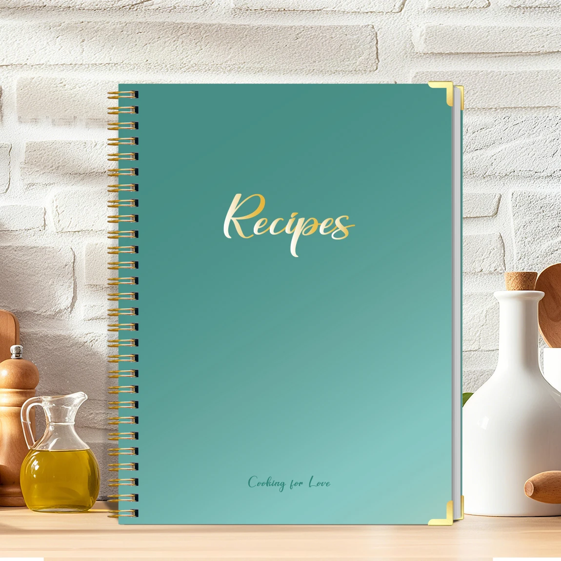 Libro de recetas de tapa dura: libro de recetas portátil de uso personal o familiar, capacidad para 80 recetas, páginas interiores a todo color, tapa dura