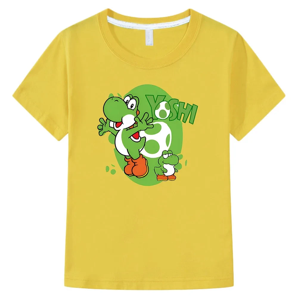 100% bawełniane ubrania dziecięce T-Shirt chłopięcy/dziewczęcy Super Smash Bros koszula Yoshi nadruk kreskówkowy dzieci T-Shirt letnie casualowe