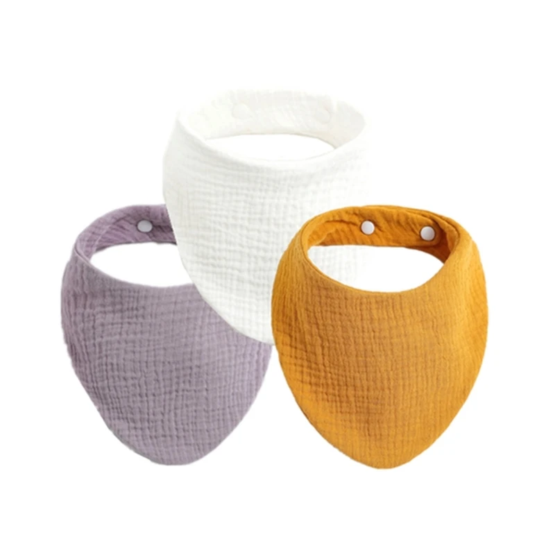 3PCS Soft Muslin Bibs Sweat Wipe Cloth Newborn Feeding BibS Infant Shower Gift