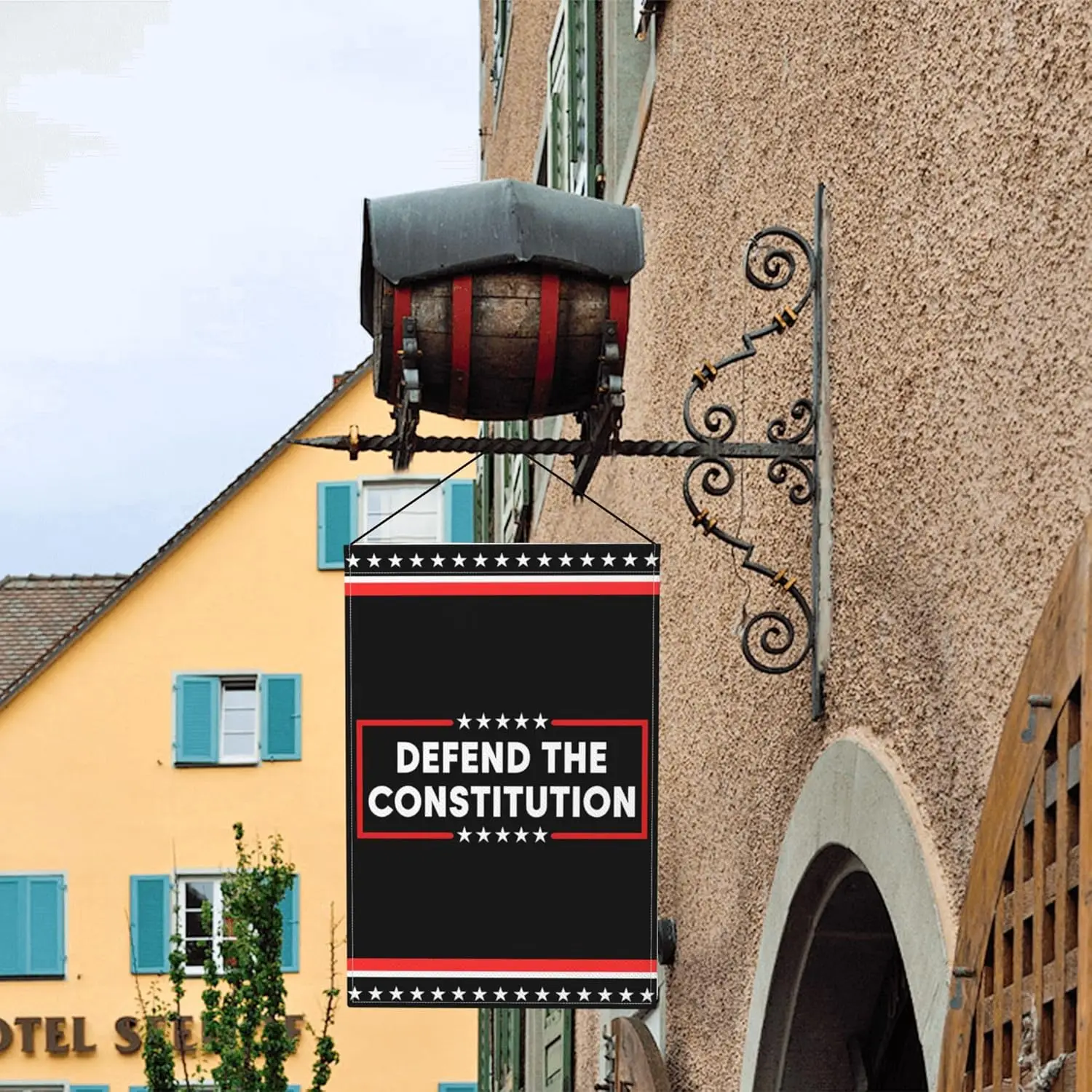 الدفاع عن الدستور العلم القتال أعلام حديقة القالة 12x18 علامات ساحة الخيش مزدوجة الجوانب LLE #5