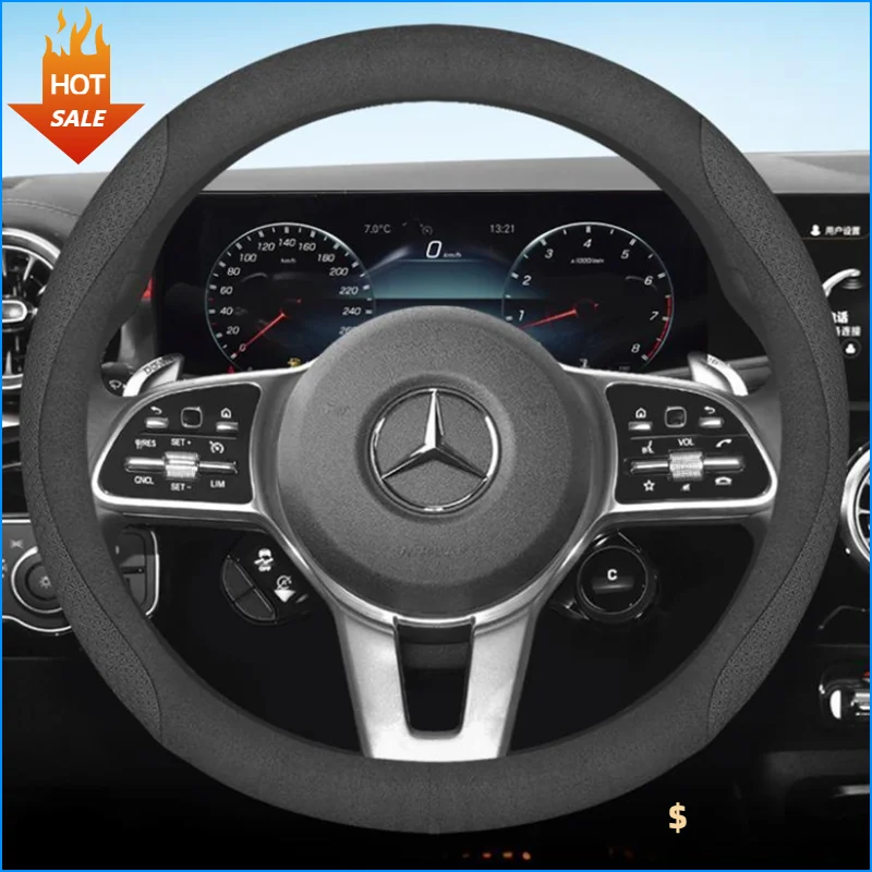 

Leather Car Steering Wheel Cover for Mercedes Benz V177 A200 W247 B200 V295 EQE X294 EQE500 X296 EQS580 X254 GLC400 Accessories