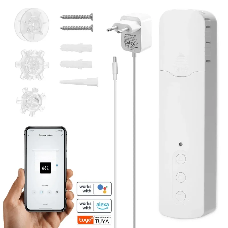 WIFI Smart Electric Curtain Motor Chain Roller Blinds Pull Bead Curtain Switch System For Alexa Google Home Voice Control