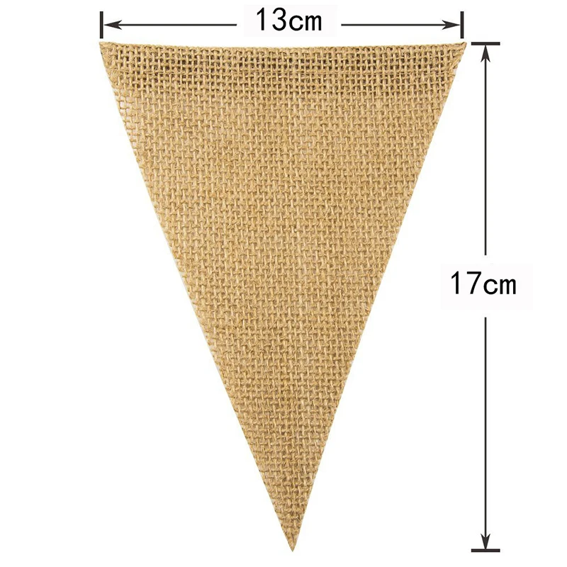 3M Burlap Triangle Banner Vintage Hessian Bunting Banners Flag for Holiday Birthday Wedding Graduation Decoration Party Supplies
