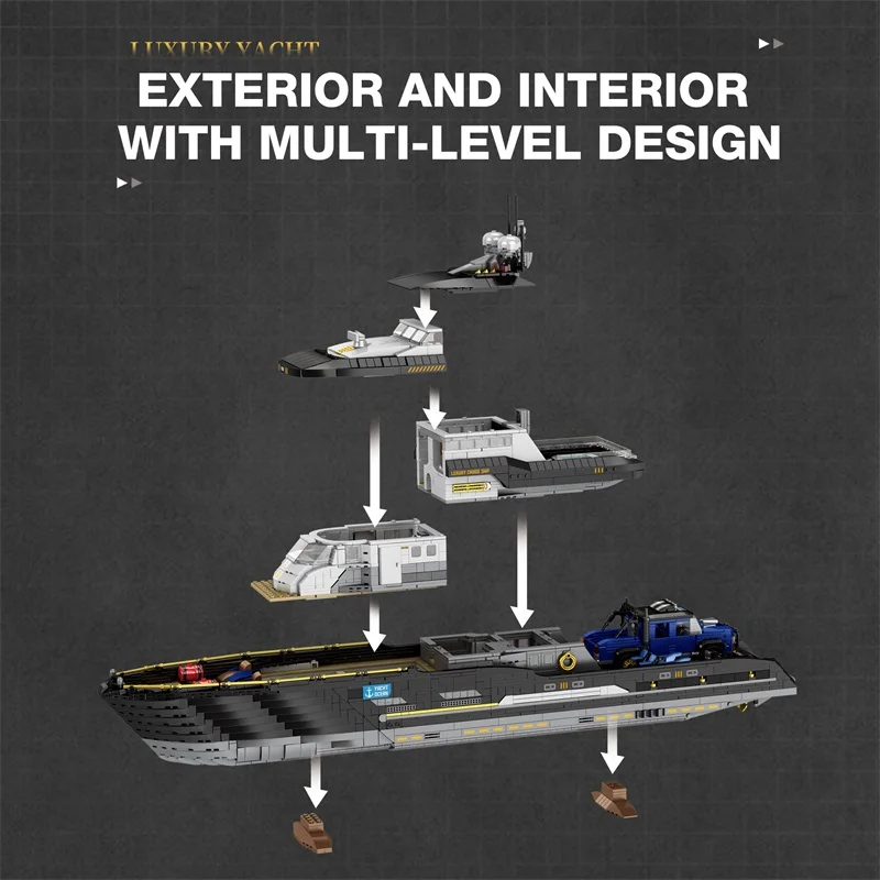 

With Original Box 66103 Luxury Yacht Building Blocks Assembly Cruise Building Blocks Halloween Christmas Gift Set Model Toy