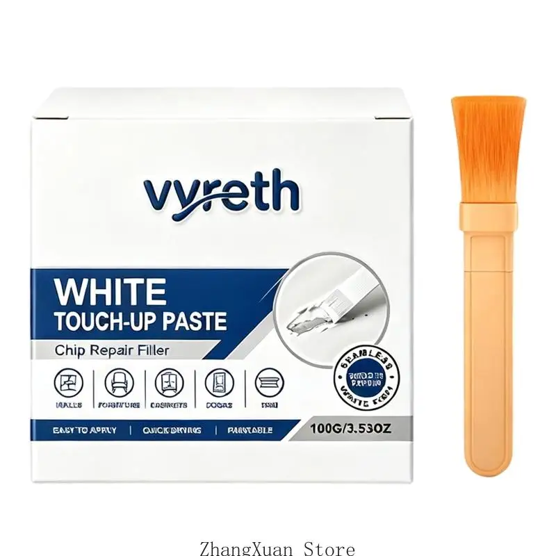 Wall Repair Compound in White with Included Brush for Filling Small Cracks and Covering Scratches, Chips, and Worn Areas 3XUF