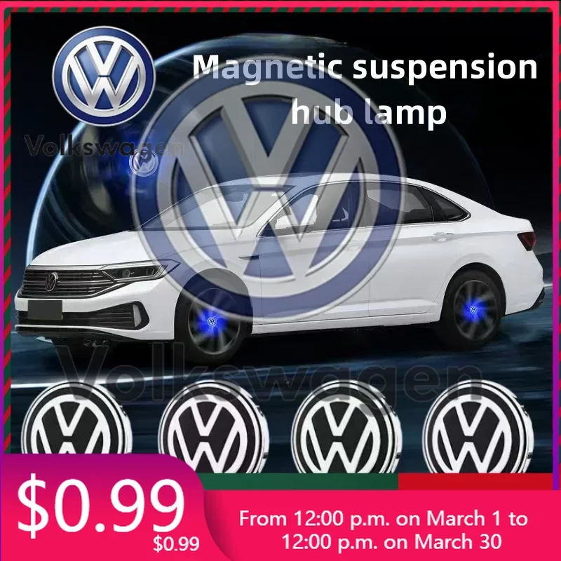 

Наклейки на колесные диски VW, 4 шт., светодиодные колпачки-фонарики, светящиеся центральные колпаки для колес Volkswagen Golf 4/6/7, Touareg