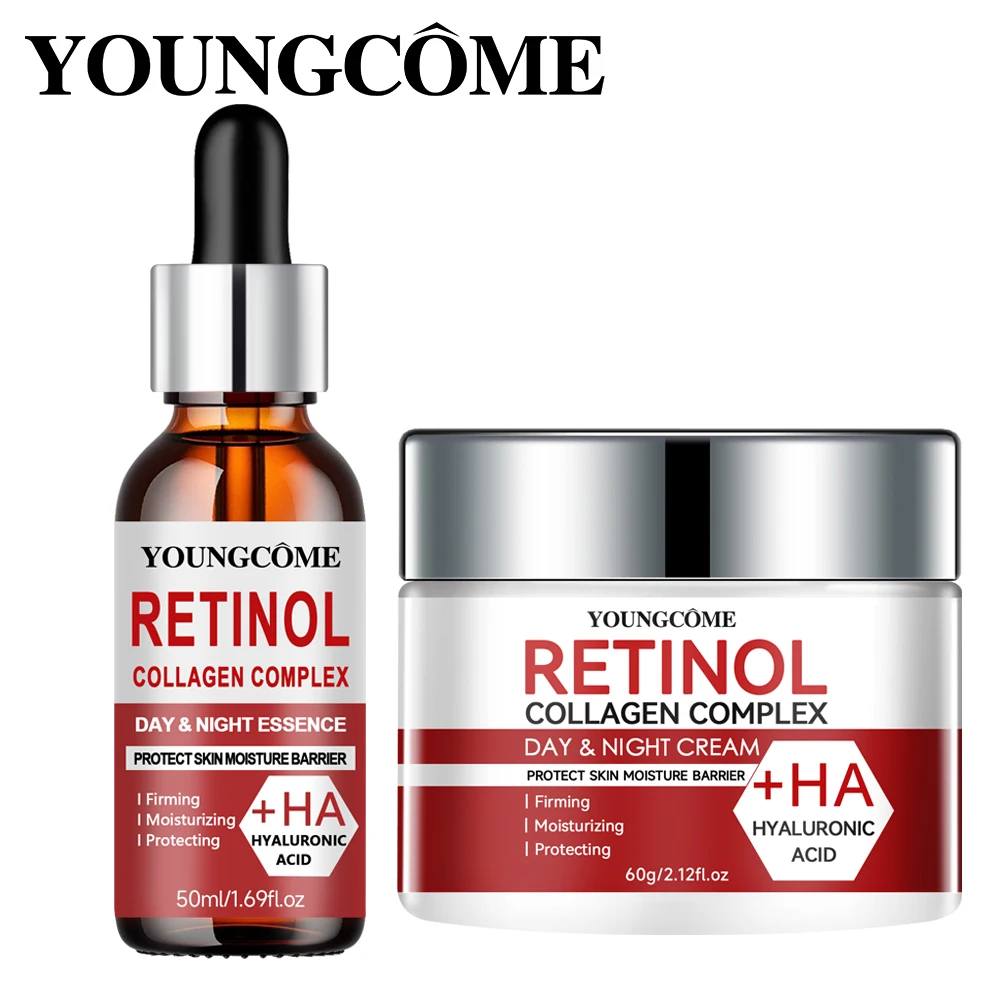 Retinol Moisturizing Repair Cream and Serum Set with collagen and Vitamin E, firm and nourishing skin, gentle and non-irritating