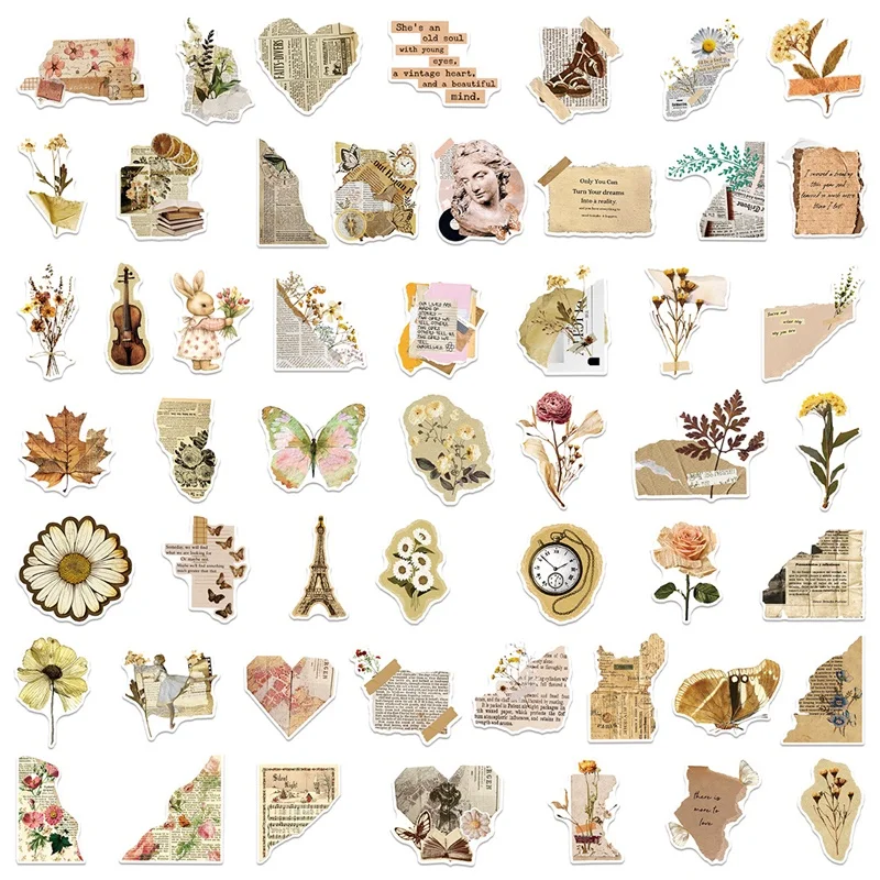 Picture 4: 10/30/50PCS Retro Incomplete Book Sticky PVC Sticker DIY Laptop Luggage Skateboard Decoration Scrapbooking