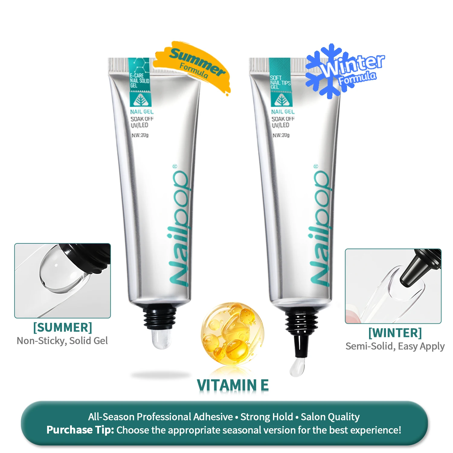 Nailpop لينة مسمار نصائح هلام للضغط على الأظافر كاذبة لاصق قوي على توسيع الأظافر سريع الأشعة فوق البنفسجية/LED هلام DIY بها بنفسك مسمار الفن تصاميم 20 جرام #1